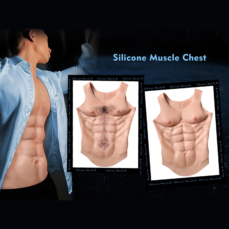 Cosplay Realistic FakeBelly Silicone Muscle Macho Chest For Halloween Party Sissy Film Props Drag Queen Masquerade Ball
