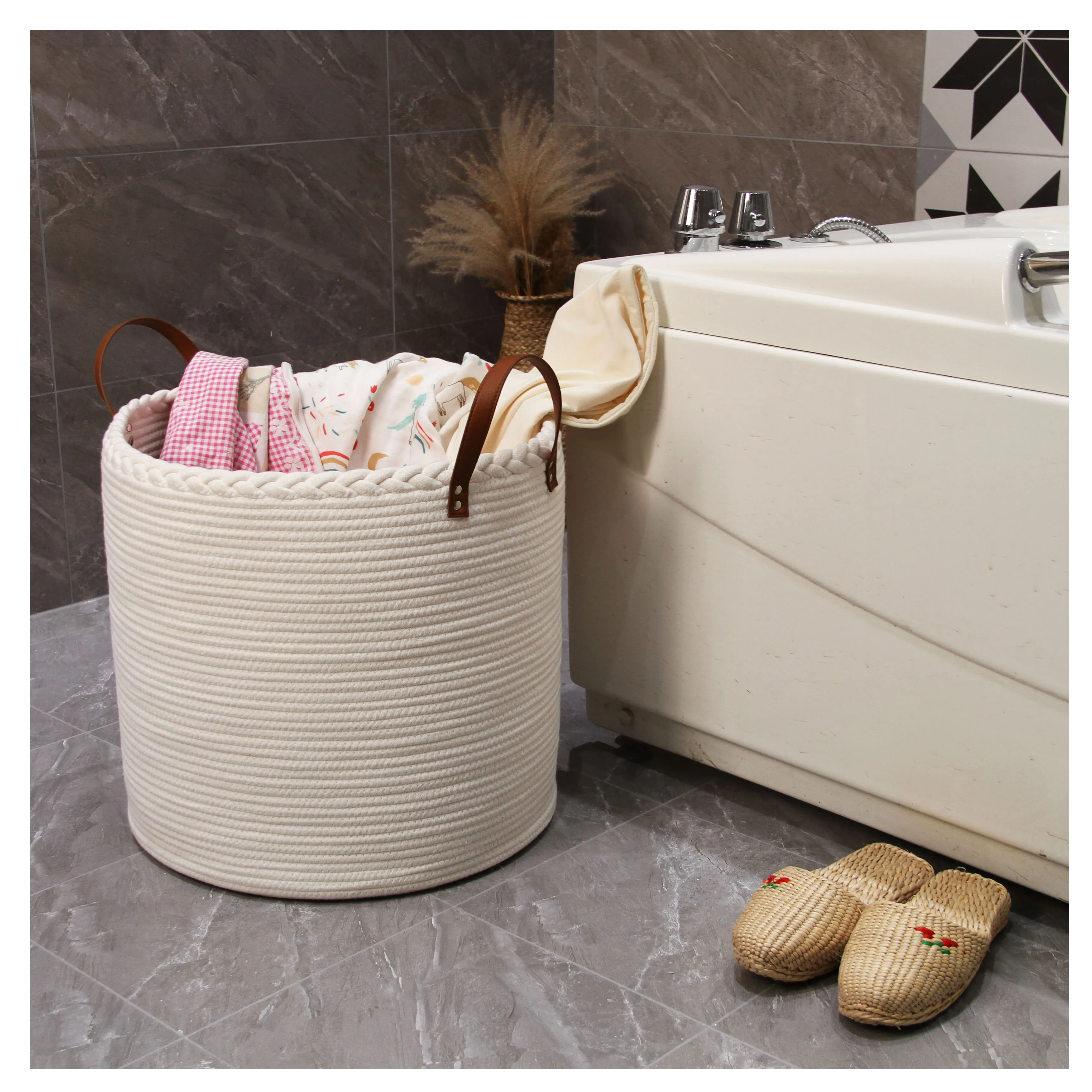 Laundry Basketes Cotton Rope Basket closet home storage & organization laundry basket foldable