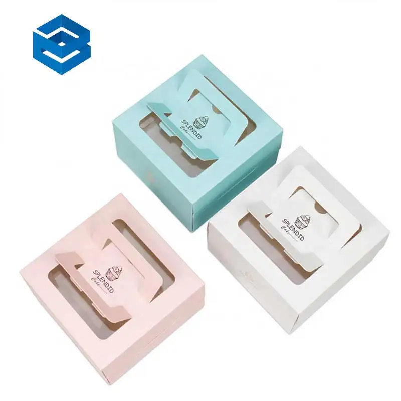 Ribbon Cake Packaging Box Cake Boxes Packaging with Handle Transparent Food Grade Baked Goods Packaging 10 Inch 12 Inch 500 Pcs