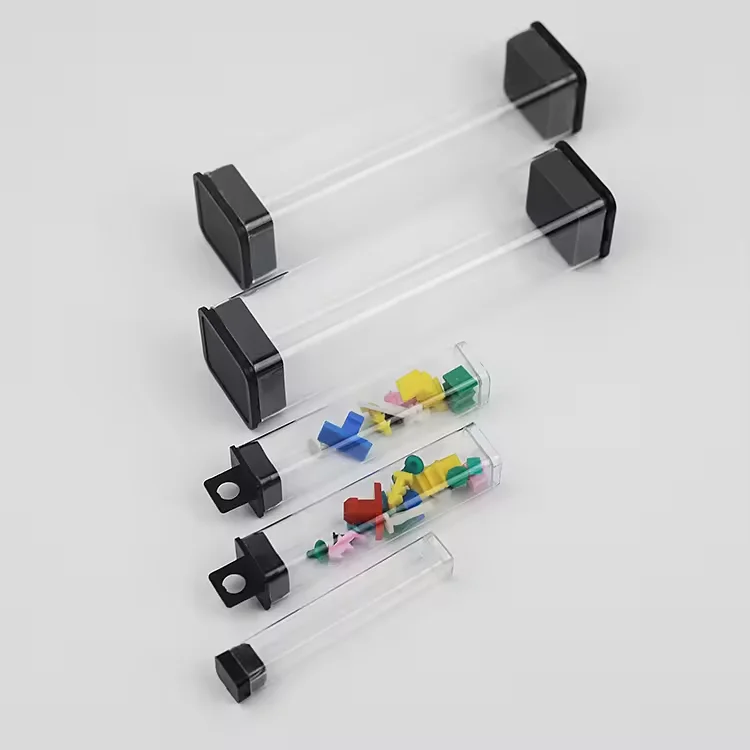 Hot selling square transparent PVC plastic storage tube with lid candy square container