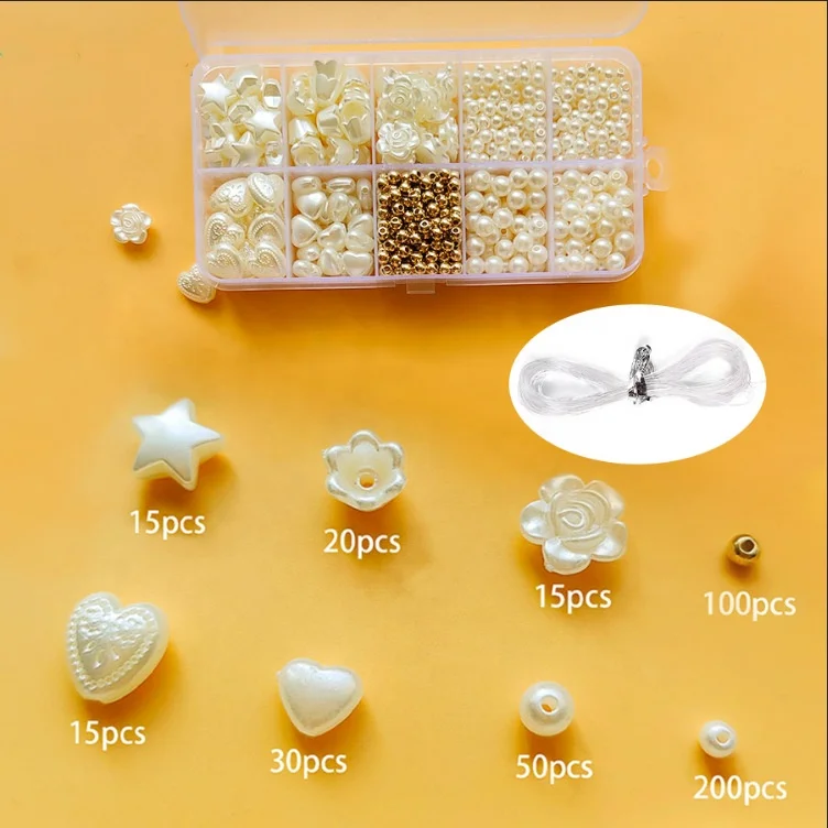 15 Grid 720pcs Pearl Star Spacing Bead Jewelry Findings & Components DIY Accessories Handmade Earrings Bracelet Spacers Box Sets
