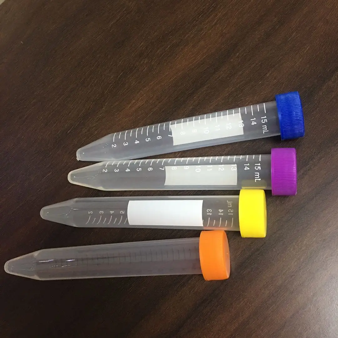 Lab Disposable Sterile PP 15ml Centrifuge Tube with colored screw cap