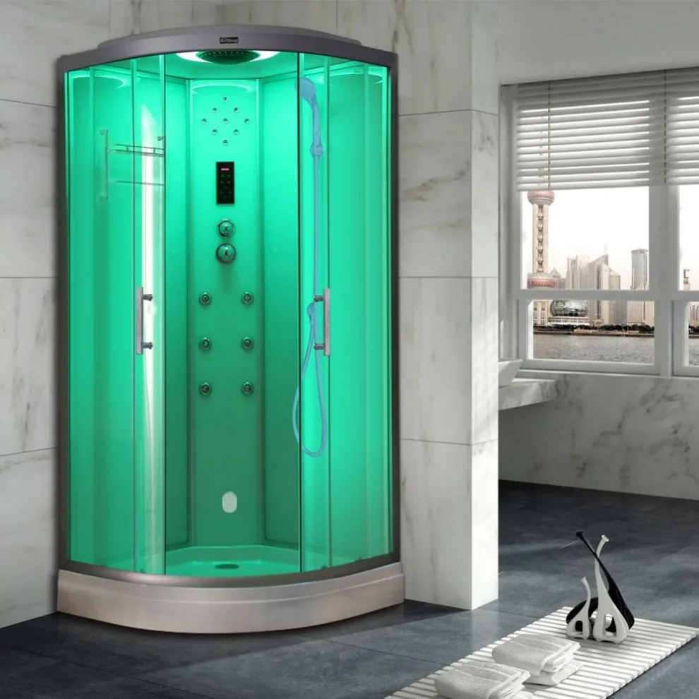 Sliding Style Black and White Curved Tempered Glass Material Walk-In Shower Enclosures 5mm Thickness Frameless for Bathroom