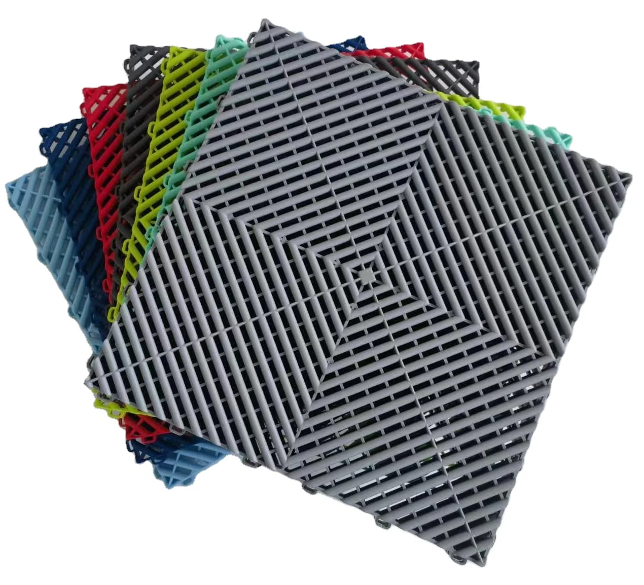 Qingdao Readygo interlocking pvc garage flooring tiles warehouse  dalle slab rib garage tiles pvc garage floor mat