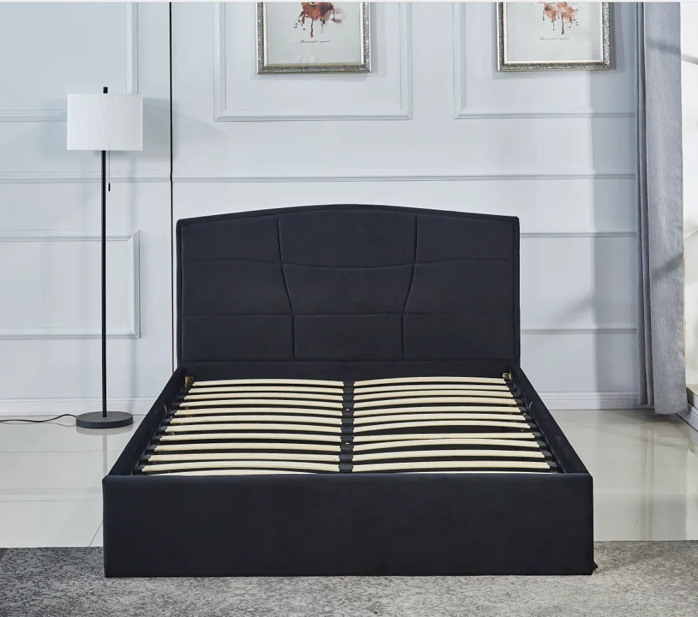 leather modern style double soft leather storage  bed