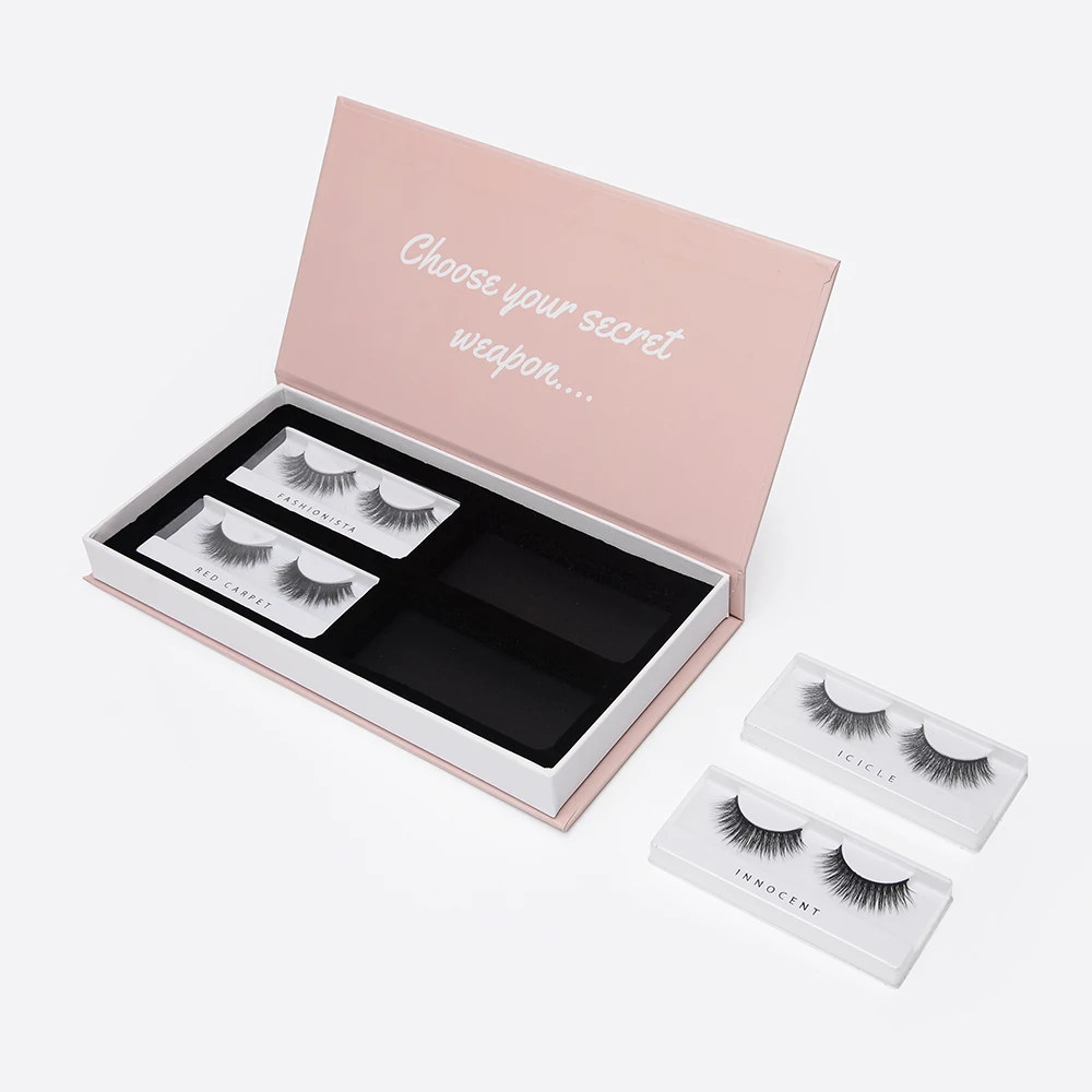 
Custom Brand Four Case Eyelash Book Shape Magnetic Gift Box With Foam Insert 