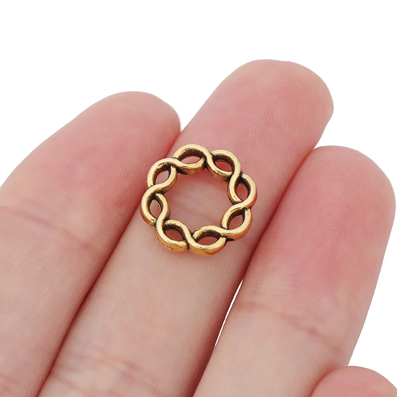 Antique Gold Open Ring Circle Charms Pendants Beads 2 Sided for Bracelet Necklace Jewelry Making Findings 15mm