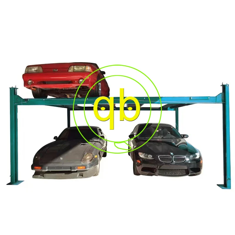 4 Four Post 2 Level Double Cars Wide Hydraulic Car Parking Lift System Vehicle Mechanical Vertical Garage Dual Stacker Equipment
