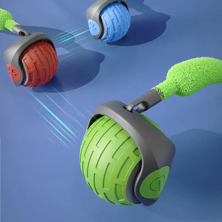 Interactive Cat Toy with Moving Caterpillar Tail and Automatic Rolling Function Cat toy ball