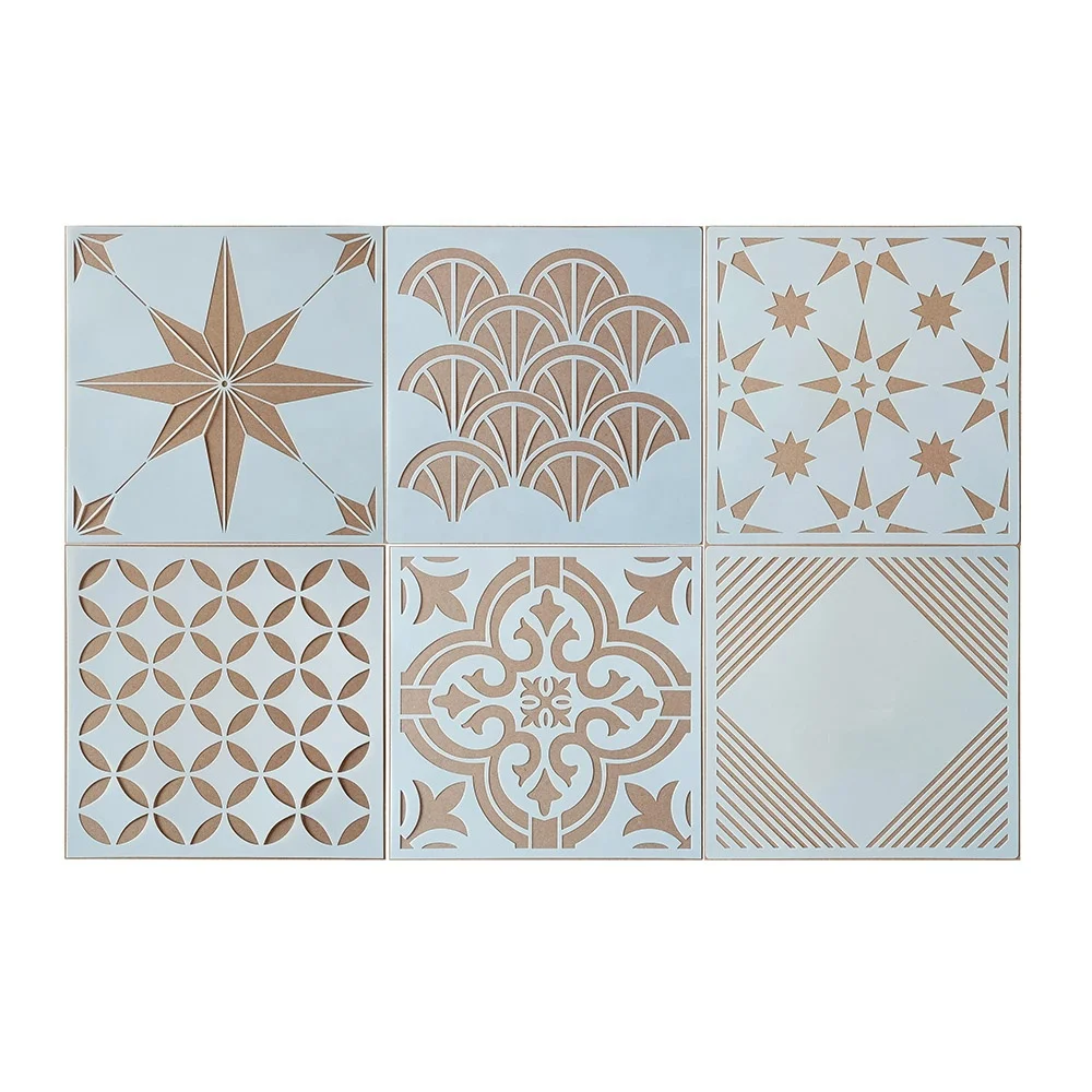 Wholesale 6 Pieces reusable 12 x 12 inches Plastic Stencil Film Large Tile Pavement Custom Airbrush Stencils for Wall Painting