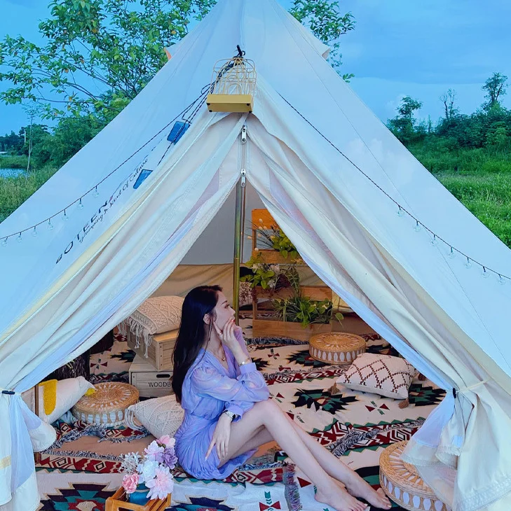 Wholesale Large Tent Camping Outdoor Luxury Cotton Canvas Double Layer Waterproof Mongolian Yurt Tent