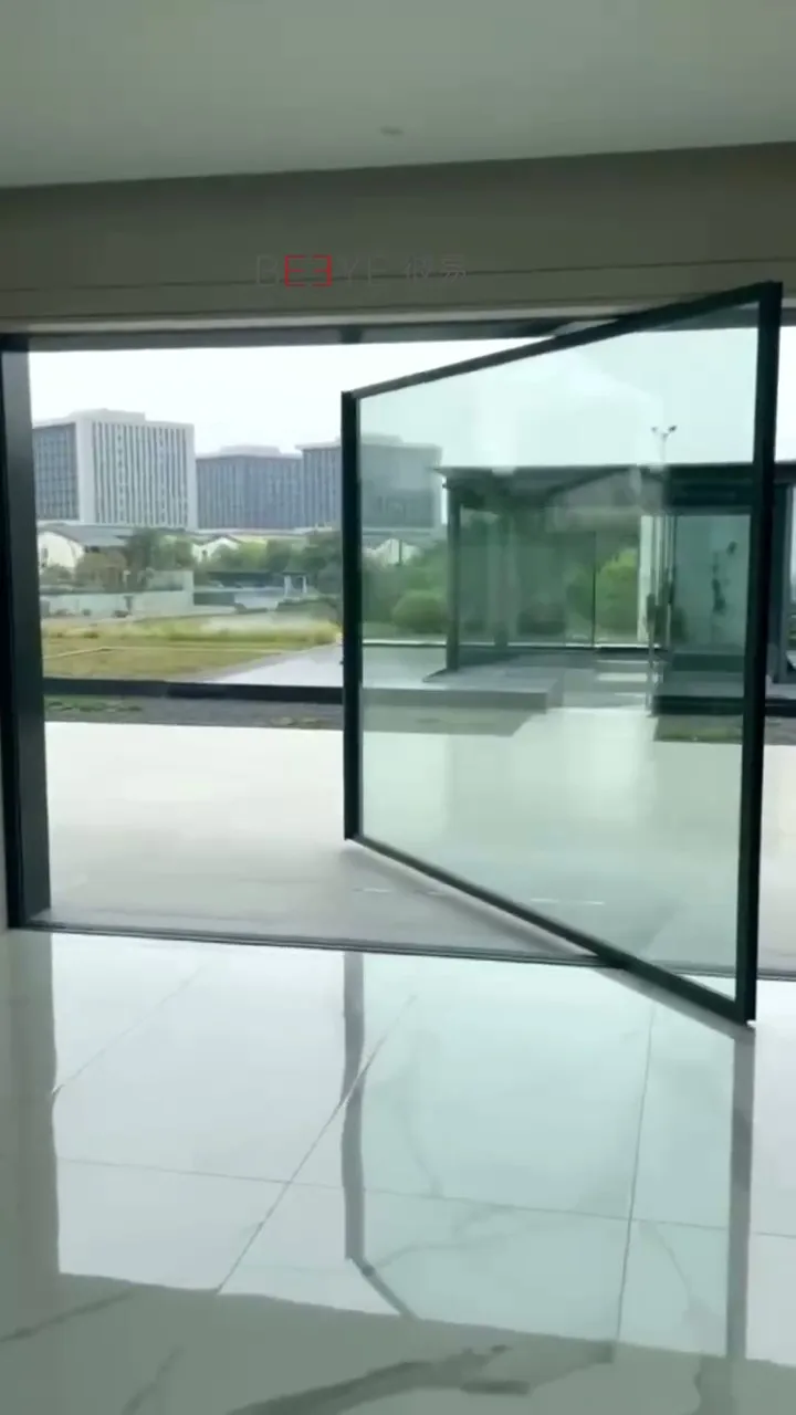 Business Glass door Custom storefront Color tempered glass entry entrance doors pivot door