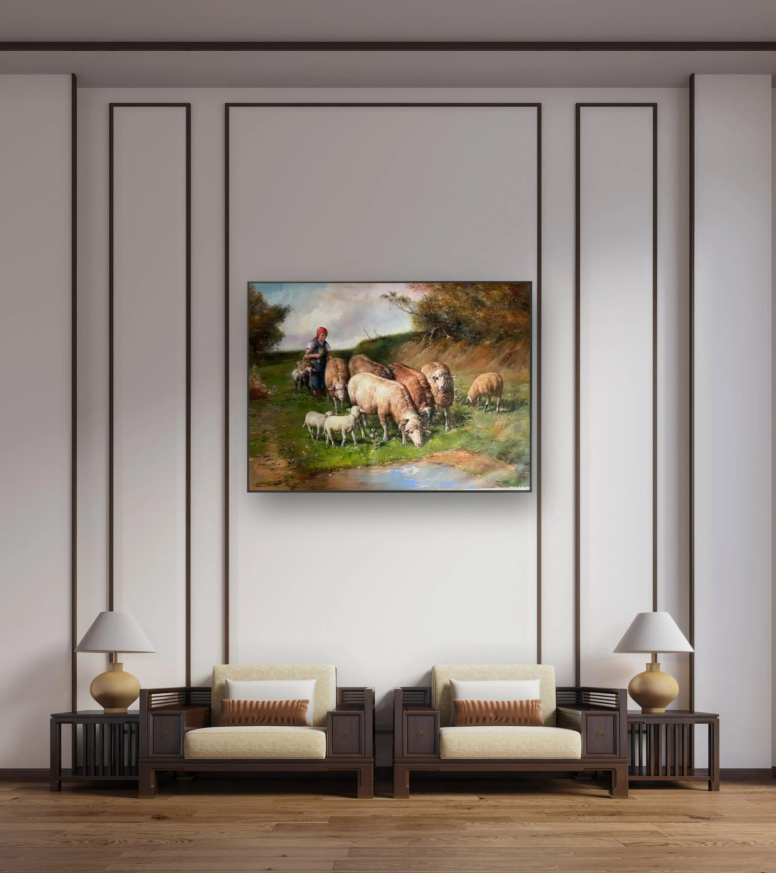 dedicated to animal painting for 15 years bright colors strong picture quality customizable Sheep picture