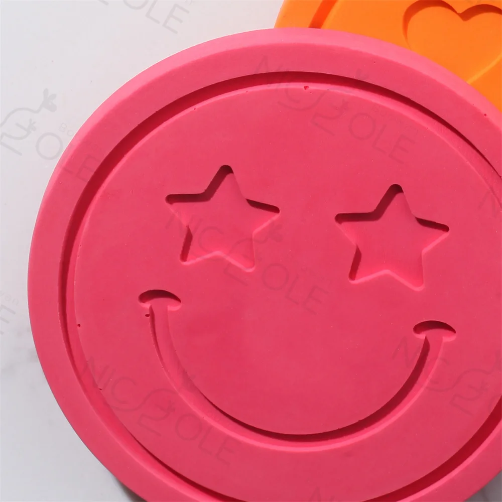 Nicole Handmade Emoticon Smiling Face Tea Cup Pot Saucer Mould Resin Cement Concrete coaster Silicone Molds