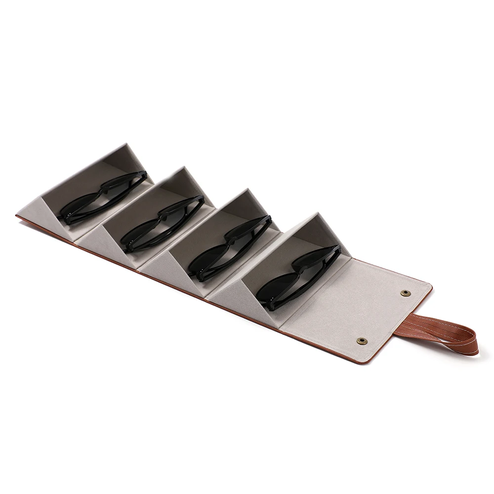 2/3/4/5/6 Slot Pu Eyewear Holder Eyeglass Case Organizer Glasses Display Storage Box Foldable Travel Sunglasses Case