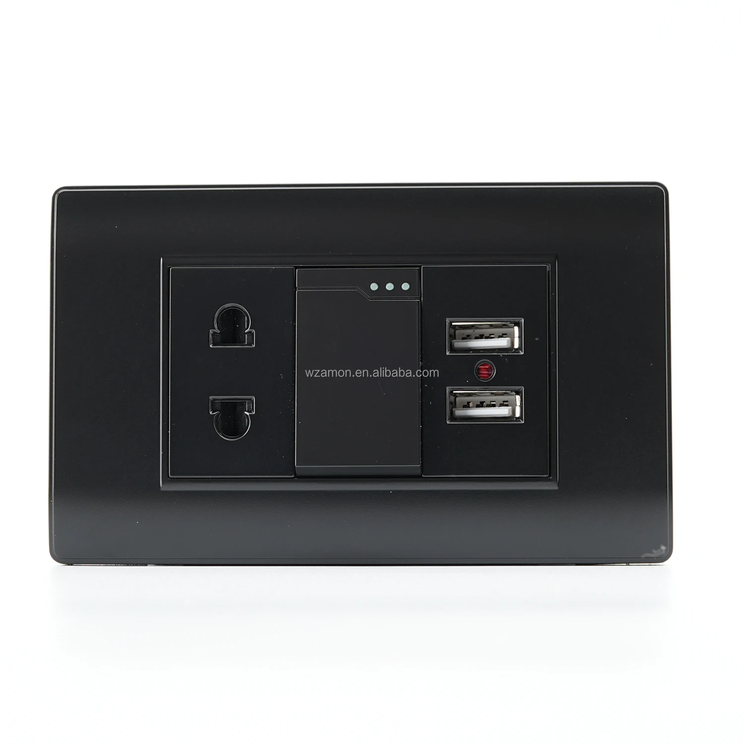 New modern brushed 118  black usb power wall charger socket with usb ports connector