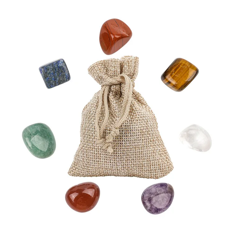 
Hot sale irregular natural crystal chakra yoga energy seven chakra stone set 