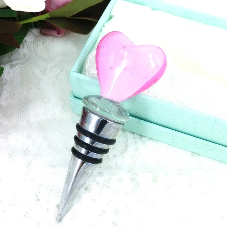 Glass heart decorative wine stopper wedding favour table gifts for guests