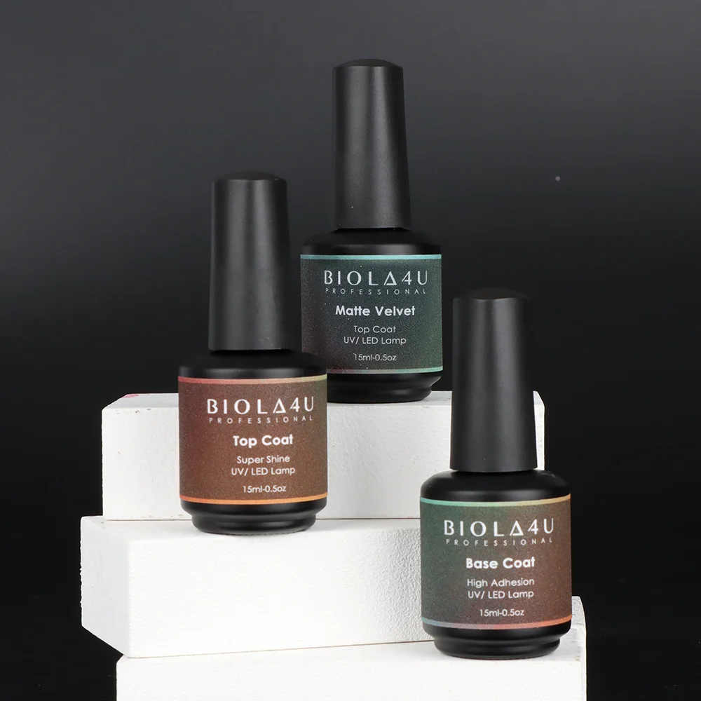 OEM ODM High Quality Transparent Non Sticky Long Wear Super Shine Standard Kit Base Coat Matte Gel Top Coat