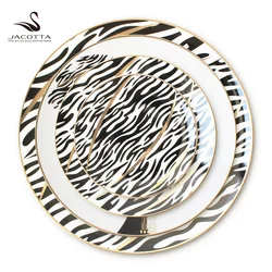 Black and white bone china plates  used for restaurant dishes ceramic plate