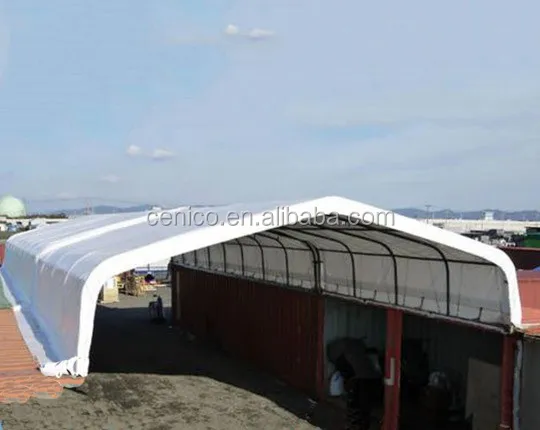 
Container roofing shelter, storage building with trim 