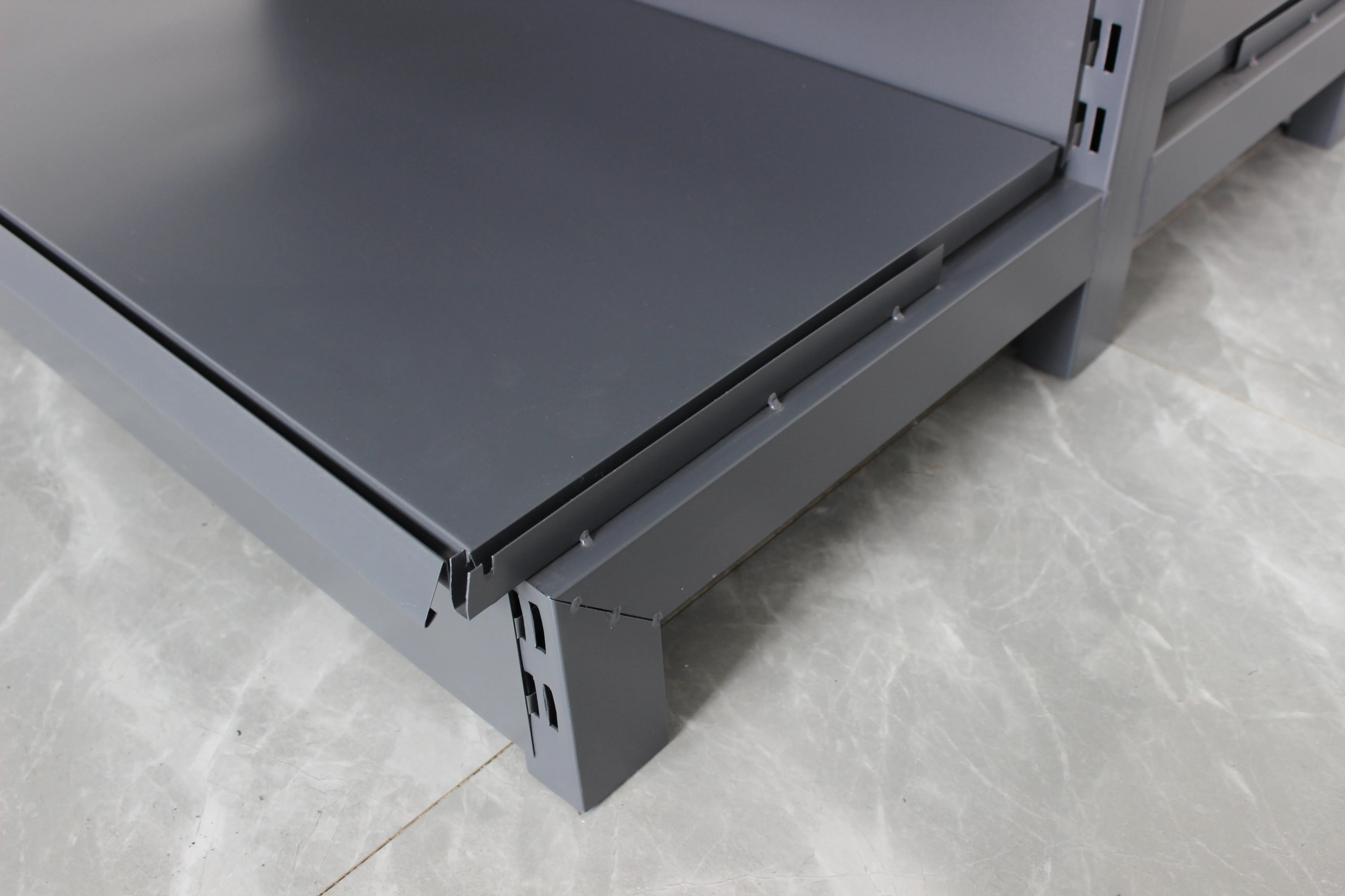 different size Gondola shelving for supermarket Dark Grey Convenience Store Goods Display Rack