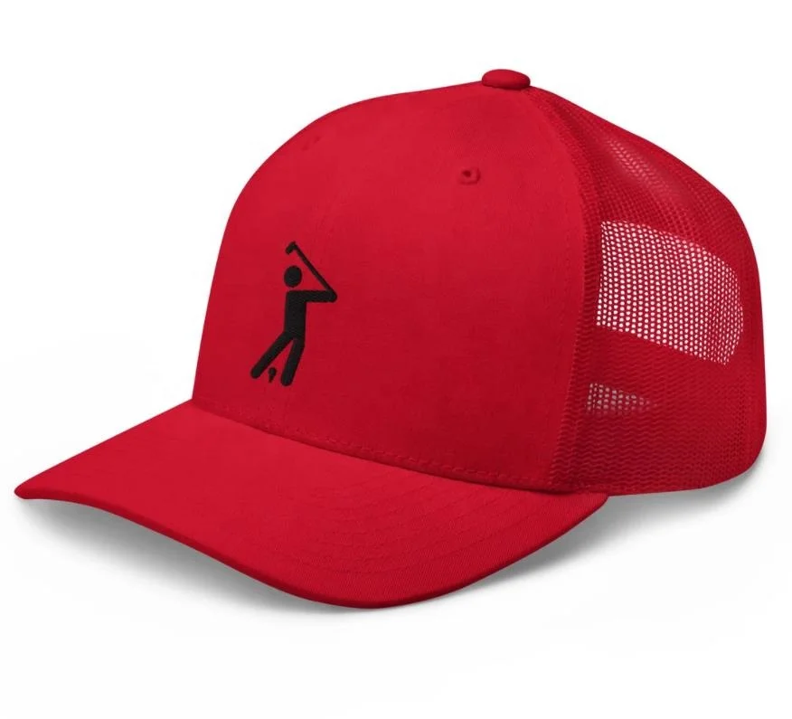 Custom Hot Sale White and Red Mesh Fabric Soft Snapback Closure Outdoor Baseball Cap Suit Men Women Golf Hats
