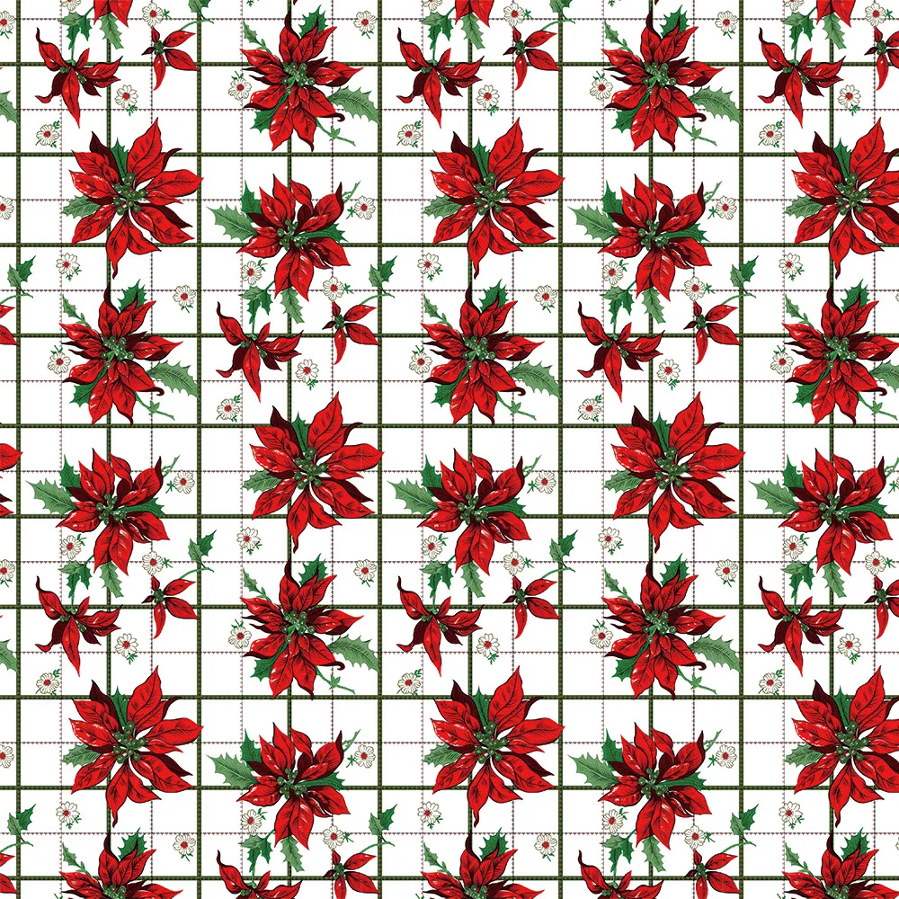 Lintex Poinsettia festival print Christmas fabric Xmas flower Holiday tablecloth for decor