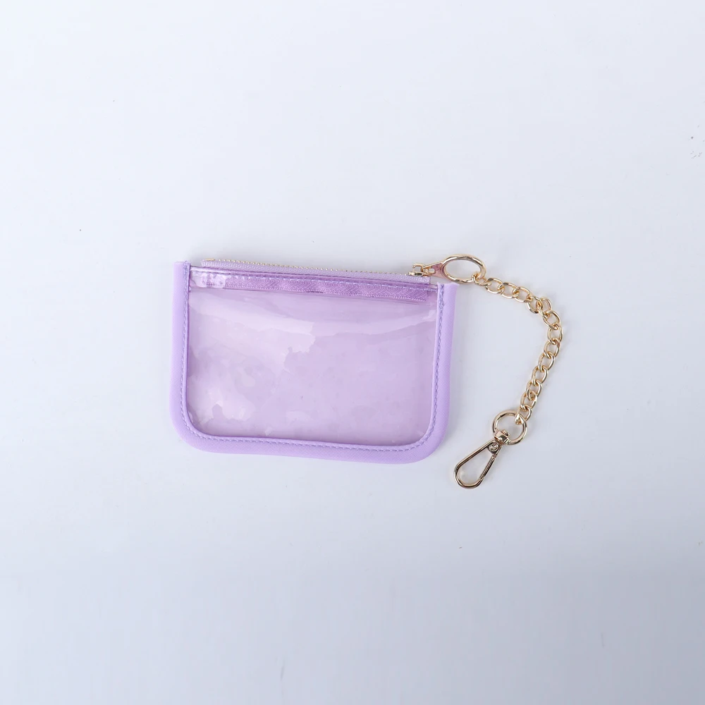 Custom Small Wallet Plastic Transparent Mini Pvc Zipper Keychain Credit Card Holder Coin Purse Card Holder Clear Coin Purse