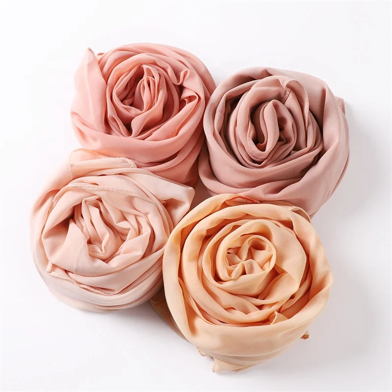 High Quality Pearl Chiffon 70*175cm Islamic Shawls Hijab Women Plain Chiffon Hijab Scarf