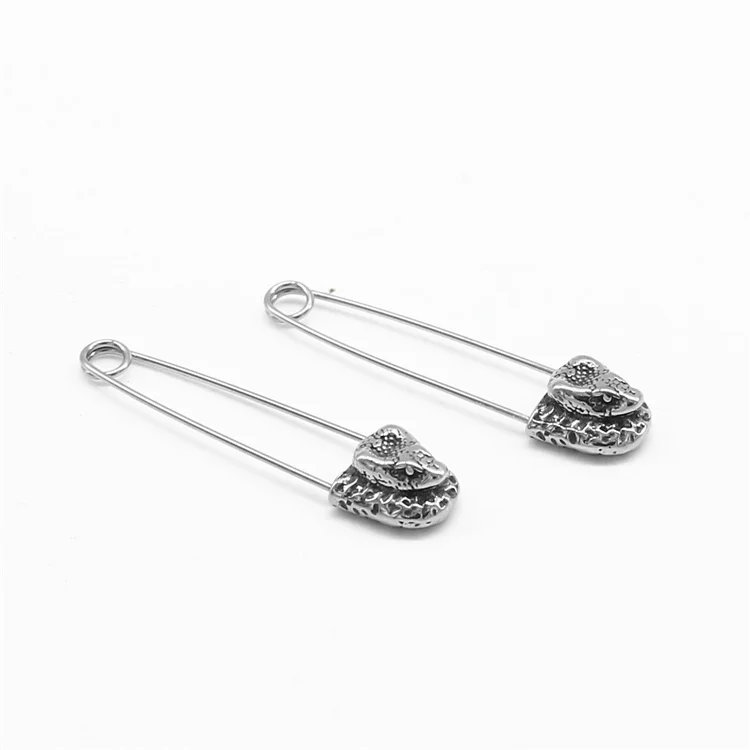 Dainty hypoallergenic jewelry stainless steel animal jewelry snake safety pin earrings for women