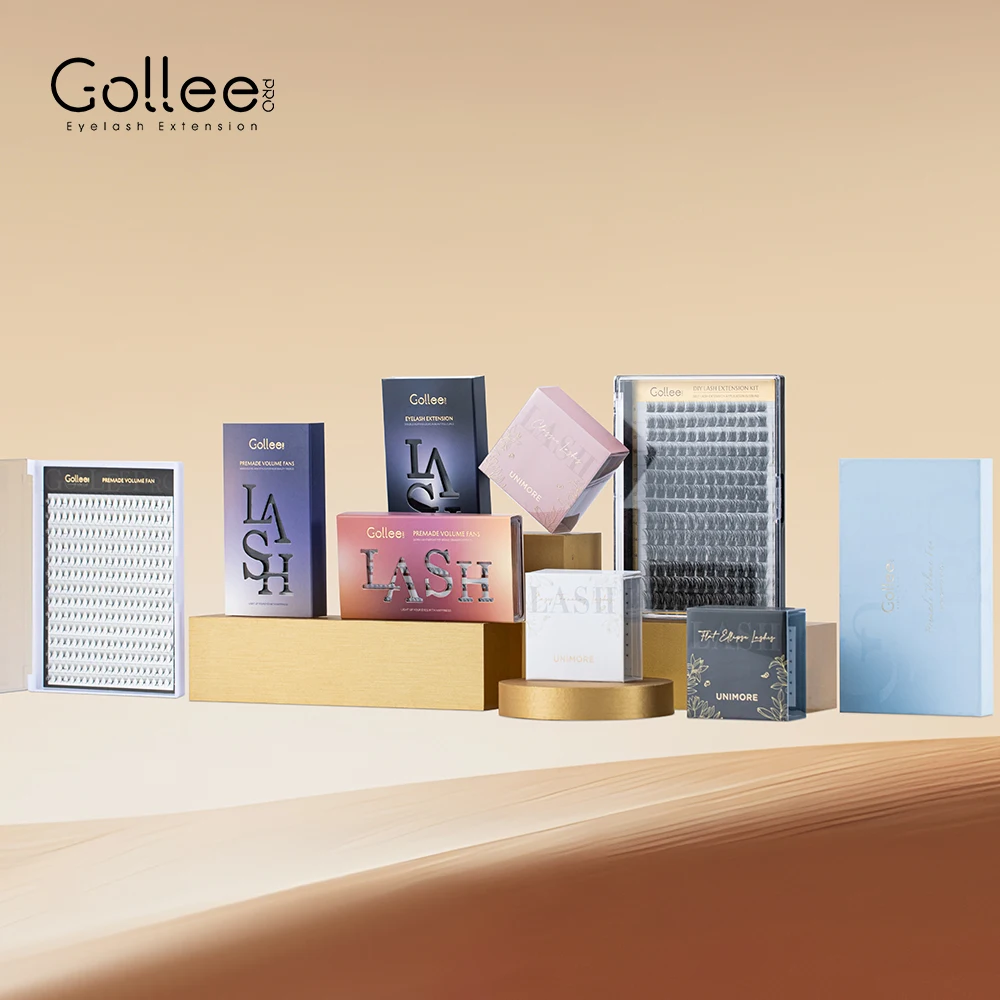 Gollee mink coloured vietnam premium quality one by one russian volume bulk mink individual brow cluster eyelash lash extension