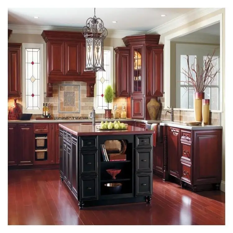 Prima High End Customized Majestic Antique Solid Wood Assembled Kitchen Cabinet With Classic