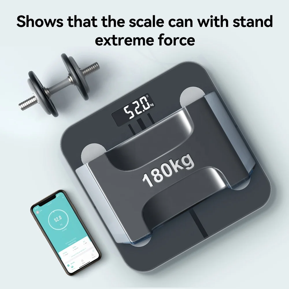 Smart Digital Body Fat Analyzer Scale BMI Function Electronic Sensor Type Battery Power Source 180kg Maximum Health Bathroom
