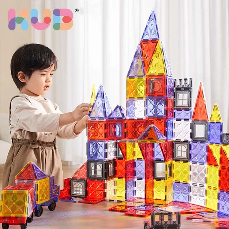 KUB Magnet Toys 30/66/105pcs 3D Magnetic Building Block Sets Educational Magnetic Building Tiles for Kids