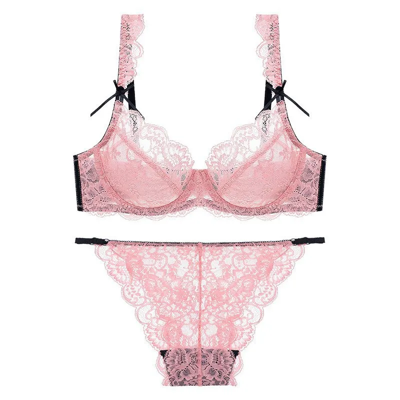 Factory Supply Ultra-soft Nylon Women Sexy Lingerie Underwear Transparent Lace Beauty Bra & Panty Set Push Up Lady Underwire Bra