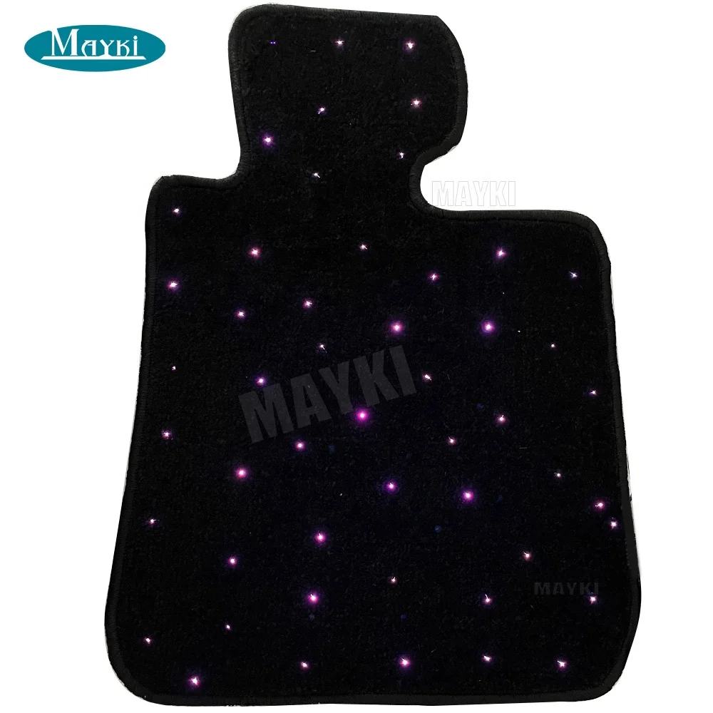 Mayki BMW car mat APP fiber optic star rug for car with 4 carpets 5054 led light 0.25mm fiber optic cable Cigarette lighter