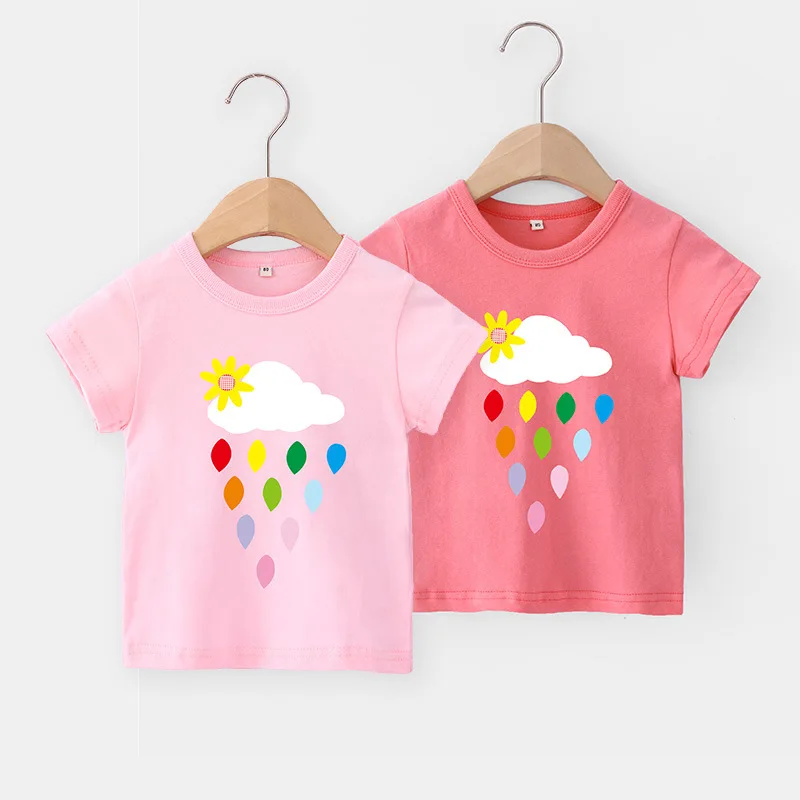 
 Новинка 2021, футболка для девочек, одежда, топы с милым мультяшным принтом, футболки, детская одежда, футболка с коротким рукавом  