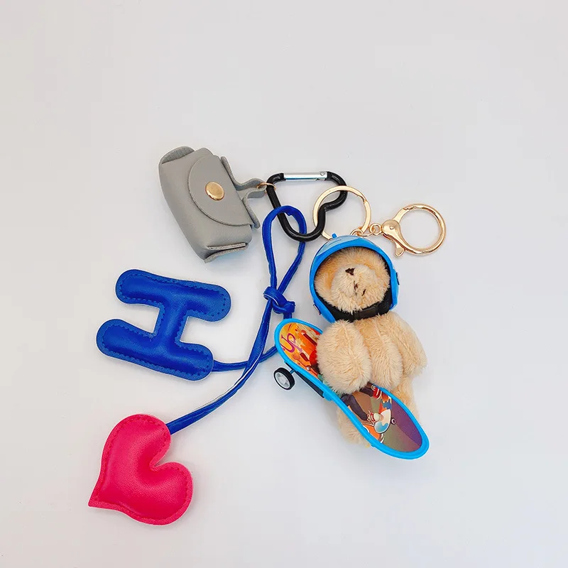 C&J YANYE Helmet Skateboard Bear Mobile Phone Pendant Couple Bag Hanging Bag Pendant Promotional Gift Keychain Pendant Set