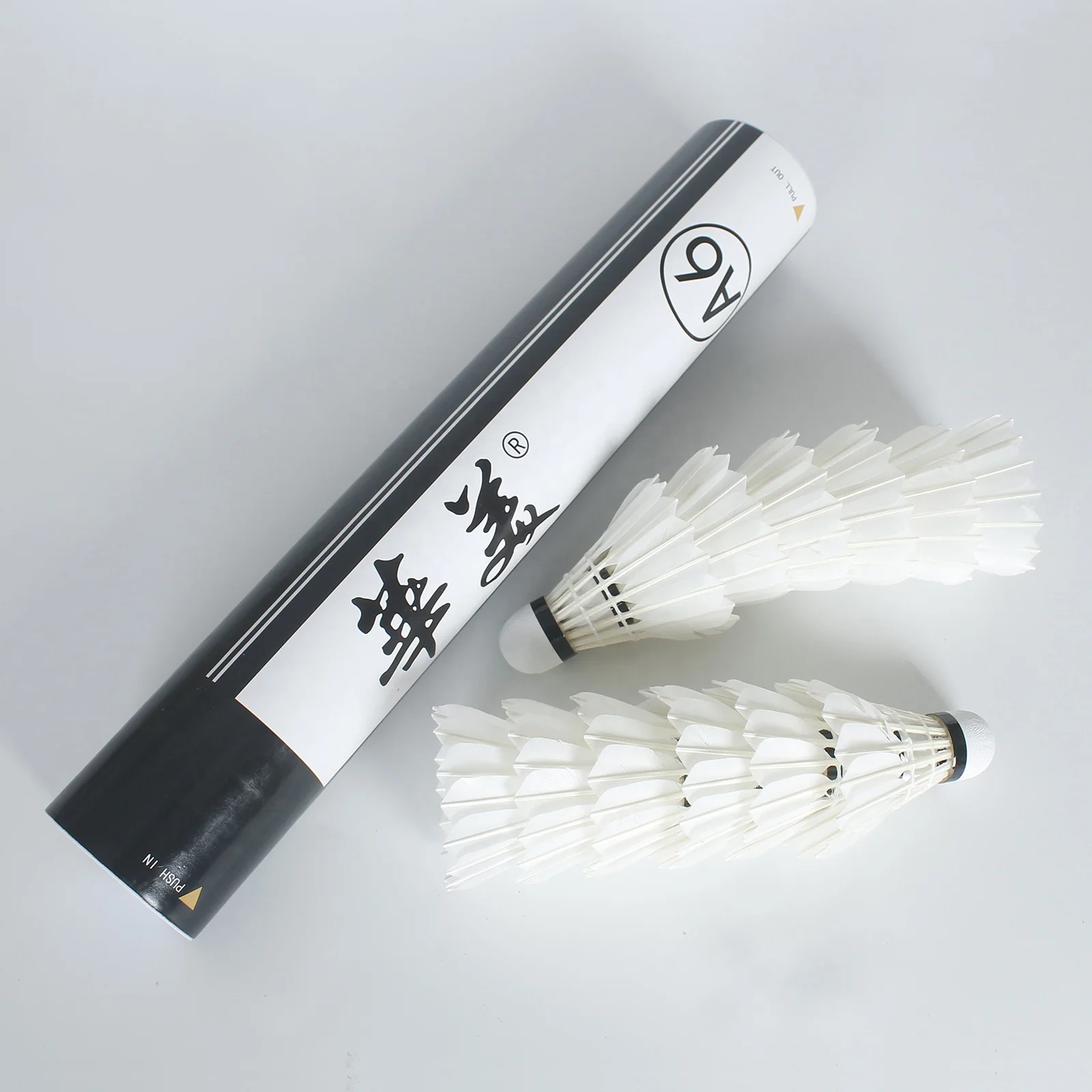 Factory Wholesale Cheapest Price With 12pcs/tube  High level Tournament Training Goose Feather Badminton