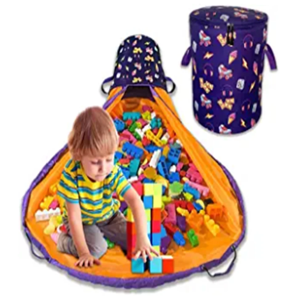 Toy Storage Foldable Storage Bag Kids Organizer Lego Storage with Play Mat Toy Organizer