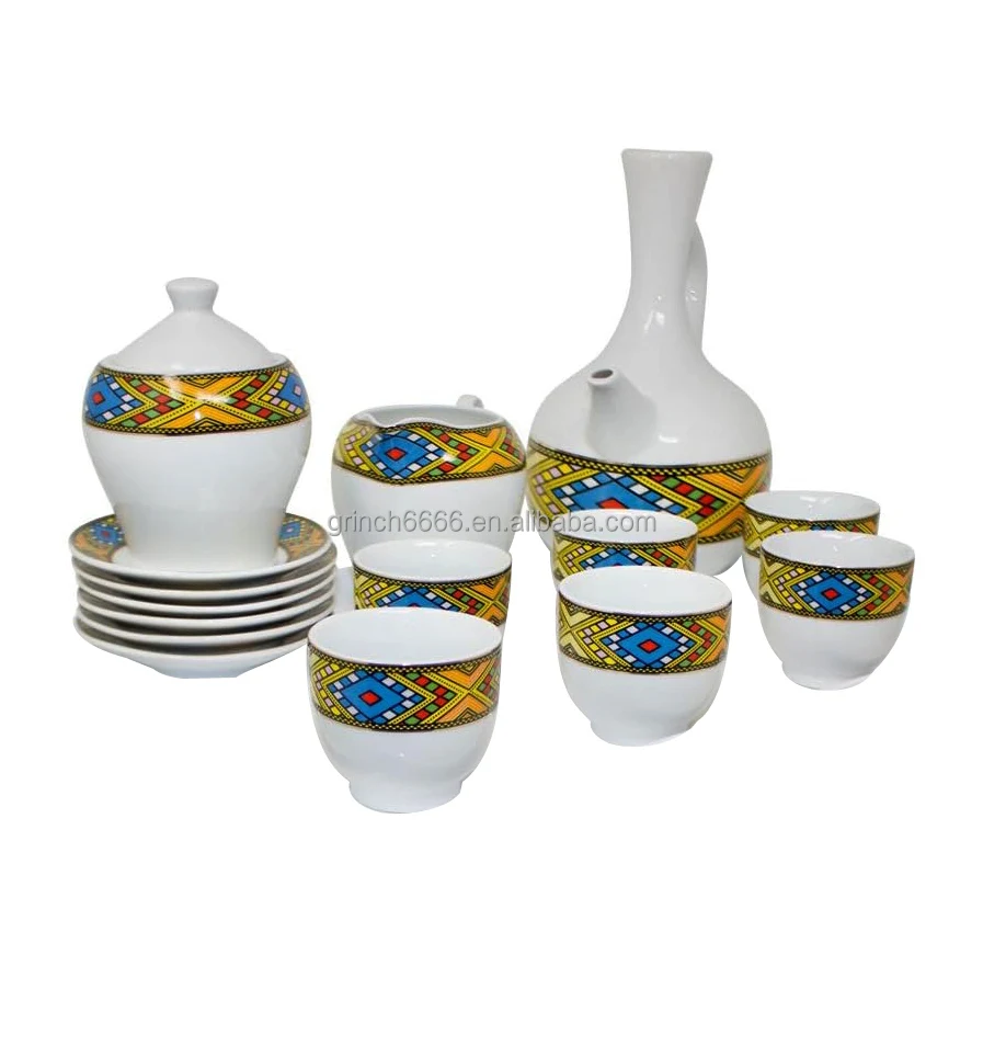 Ethiopian Eritrean Complete Coffee Set Traditional Art Ethiopian Jebena Coffee Set sheba coffee cups set