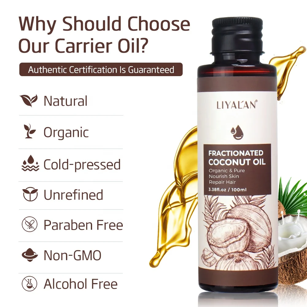 100ml Pure Natural Organic Cold Pressed Base Carrier Oil Nourish Fractionated Coconut Oil