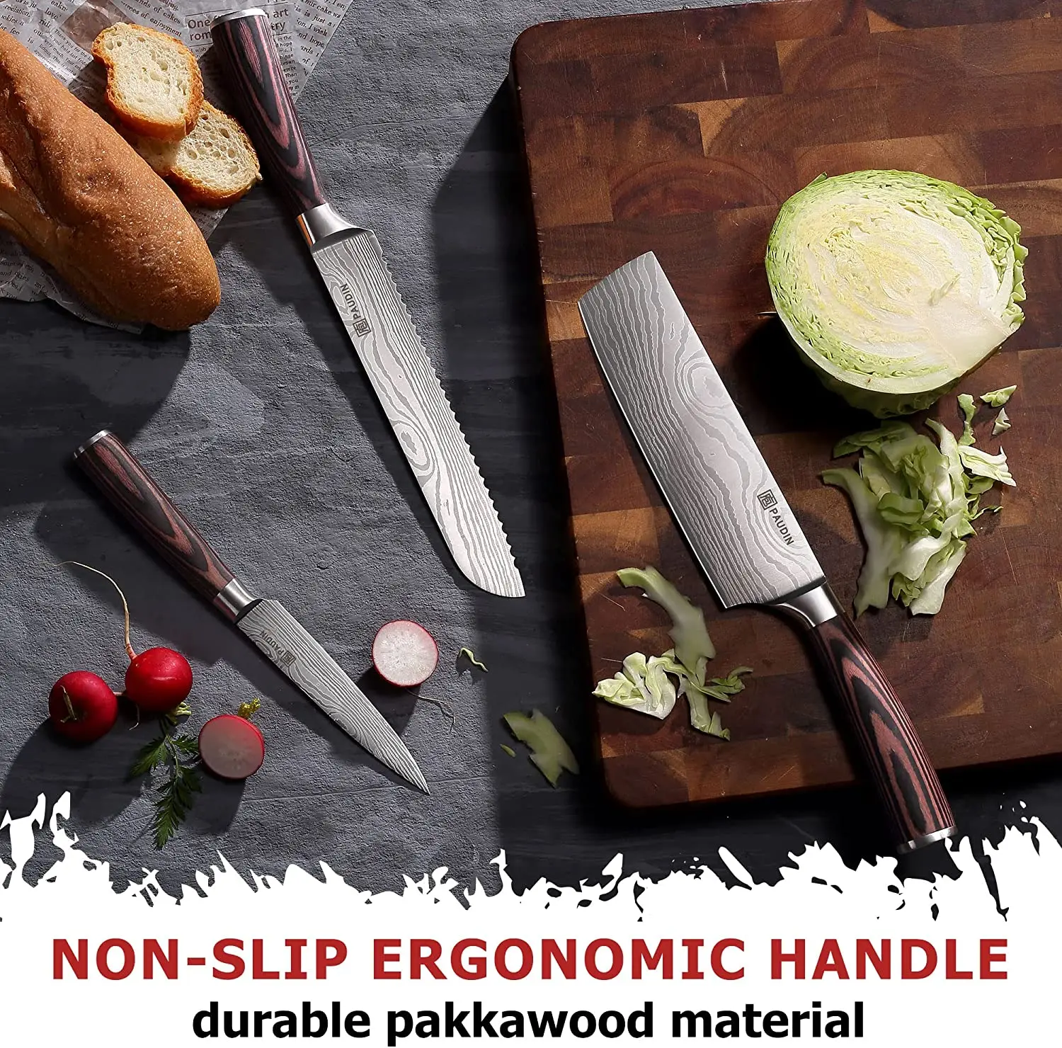 Custom Size Premium German Stainless Steel Knife Set With Wooden Block Stand