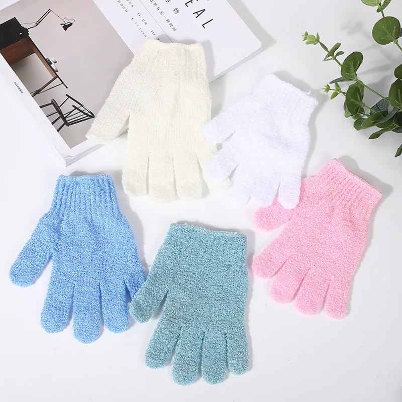 Wholesale Natural Exfoliating Glove Five Fingers Nylon Gloves Deep Clean Body Exfoliating Gloves Body Exfoliator Scrubber