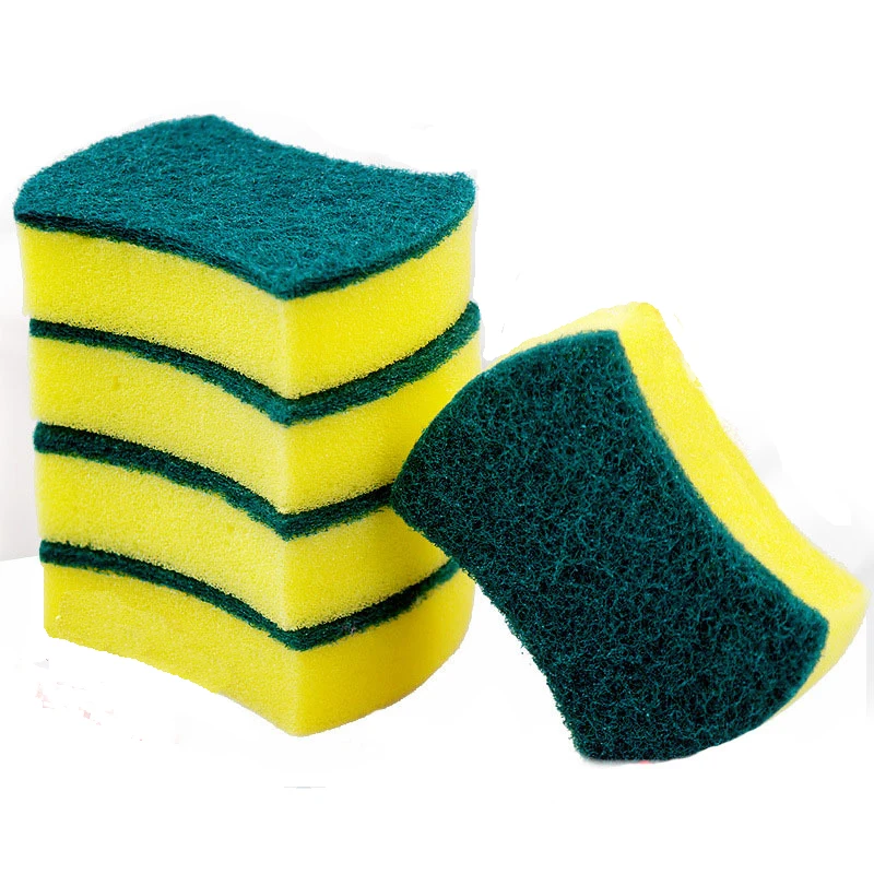China High quality scouring sponge cleaning sponge green yellow scrubber cleaning pads