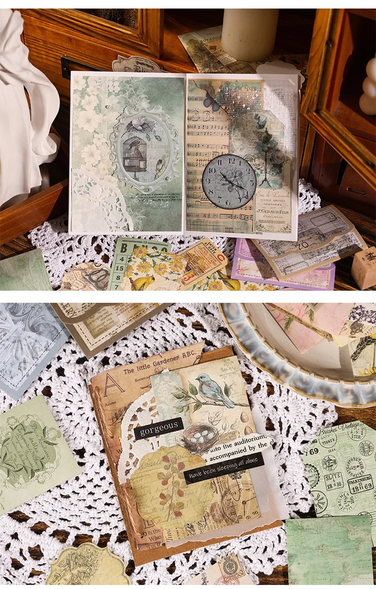 30pcs/pack note book Thing of the Past Series INS Border Handbook DIY Material Decoration Backing