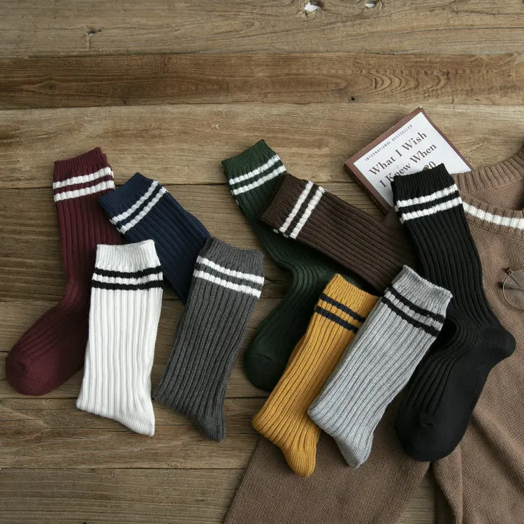 Quentin Most Popular OEM Design Japanese Girl Student Tube Socks Knitted Thick Stack Slouch Socks For Women