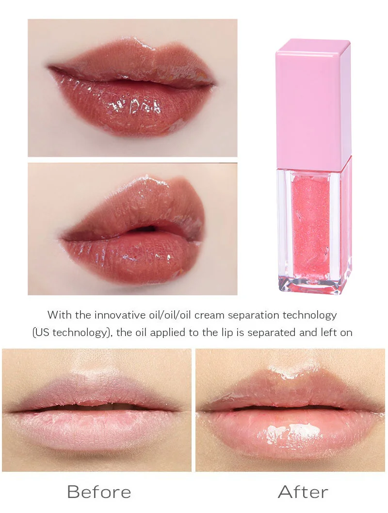 Wholesale color changing Moisturizing tint magic lip oil vegan Fruit shimmer Lip Oil Private label liquid transparent lip gloss