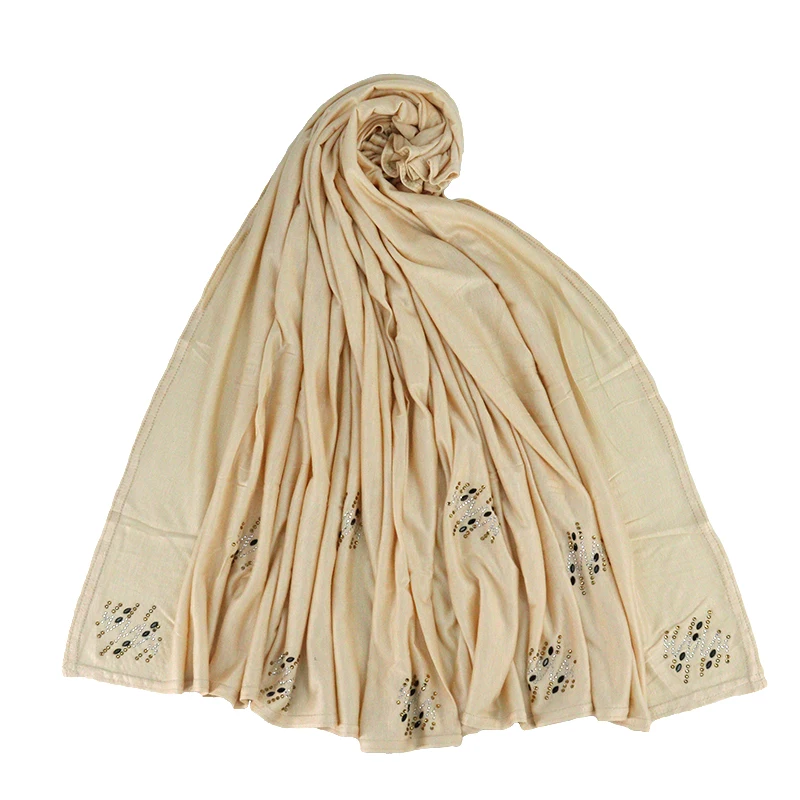 Wholesale high quality Jersey scarf very stretchy jersey scarf with hot drill accessories jersey muslim women scarves